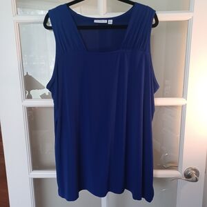 Susan Graver Blue Silky Womens Tank Top 2X